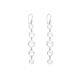 The Harmony Earhooks - Sterling Silver with Crystal, Size S by Kaora Sandara Jewelry feature five vertically set transparent rhinestone crystals on each long 925 silver dangle earring with simple earhooks.