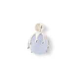 The Kaora Sandara Jewelry Silver Pendant "I'M A Queen" features a pale blue Chalcedony oval gemstone in a sterling silver 925 crown-shaped setting with a top loop for necklaces, shown on a white background.