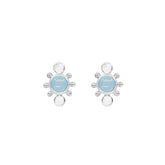 Bliss Earhooks – Sterling Silver with Crystal & Chalcedony, Size L by Kaora Sandara Jewelry feature light blue chalcedony stones and sparkling crystals in an elegant design.
