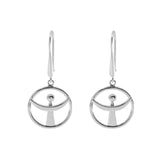 The Releasing From the Deepest Fears Earhooks by Kaora Sandara Jewelry feature a minimalist abstract angel design in sterling silver 925, adding modern elegance to your style. Size S.
