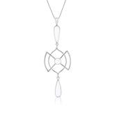 The Kaora Sandara Jewelry Soul Guidance Pendant features Sterling Silver 925 with a geometric design and crystal accents, hanging from a fine chain for subtle elegance.