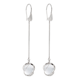 Kaora Sandara Jewelry's Silver Earhooks The Wave feature delicate chains and round crystal sphere gemstones in intricate sterling silver 925 settings, finished with simple, elegant hooks.