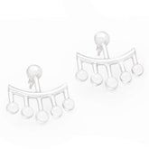 A pair of clear, plastic earring holders with a semicircle design and five loops—ideal for displaying Kaora Sandara Jewelry’s Silver Earstuds Wings with Crystal Sphere Gemstone.