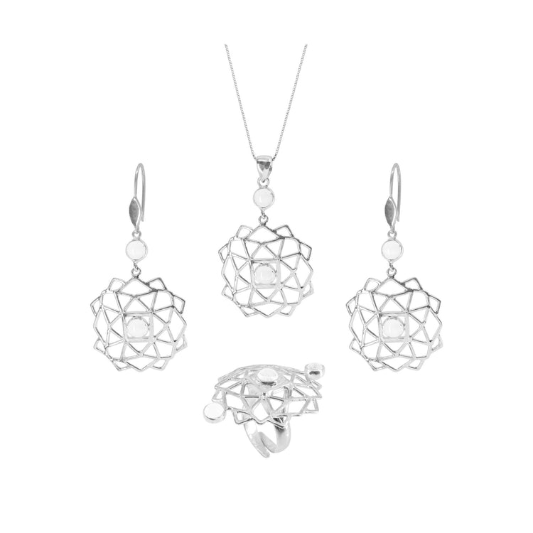 The Expansion Earhooks by Kaora Sandara Jewelry are crafted from sterling silver and feature elegant crystal spheres.