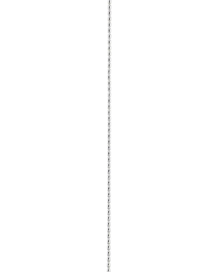 The Kaora Sandara Jewelry Sterling Silver 925 Chain Rice Thin features a delicate, vertical design with evenly spaced beads, ideal for everyday wear, displayed on a plain white background.