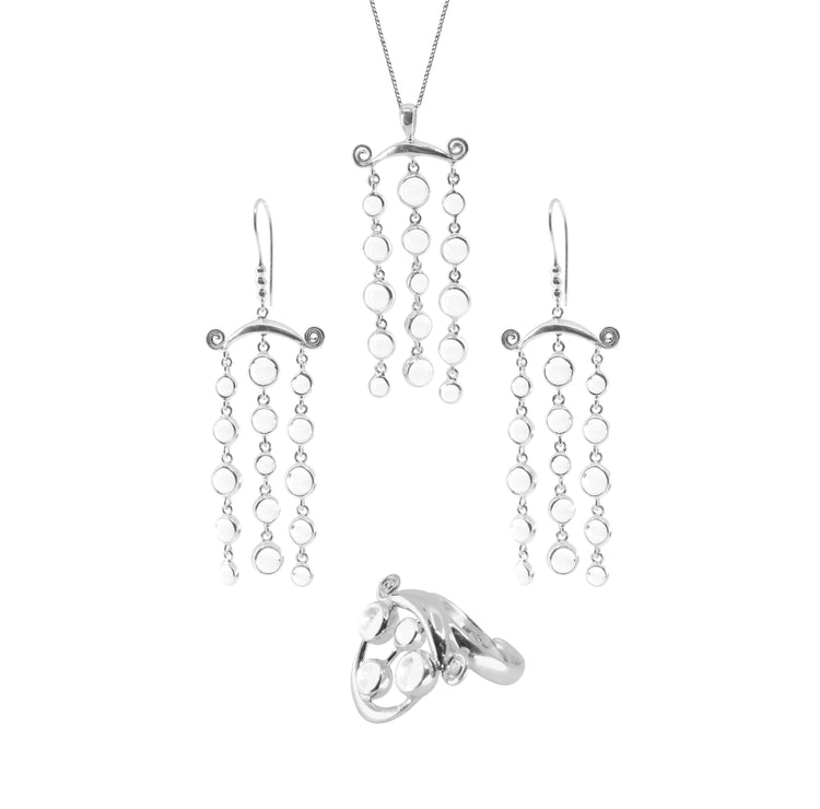 Magic Path Earhooks by Kaora Sandara Jewelry—sterling silver earhooks adorned with crystal gemstones, shown on a white background.