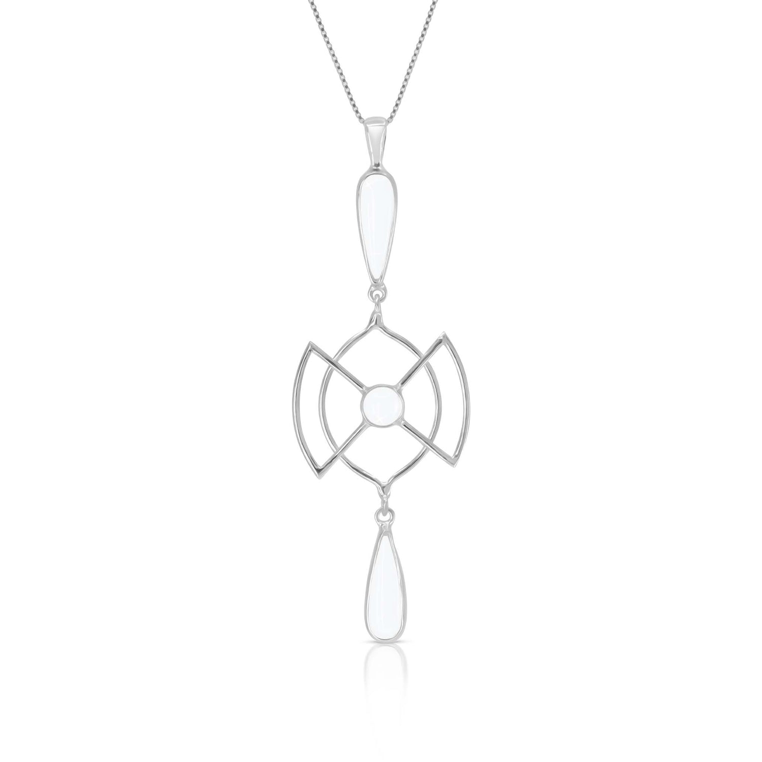 The Kaora Sandara Jewelry Soul Guidance Pendant features Sterling Silver 925 with a geometric design and crystal accents, hanging from a fine chain for subtle elegance.