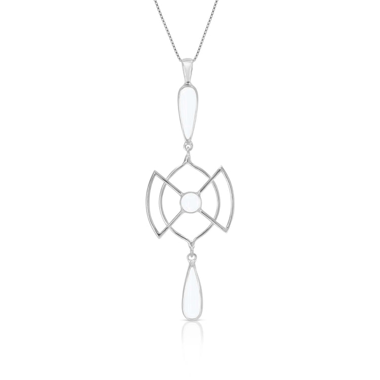 The Kaora Sandara Jewelry Soul Guidance Pendant features Sterling Silver 925 with a geometric design and crystal accents, hanging from a fine chain for subtle elegance.